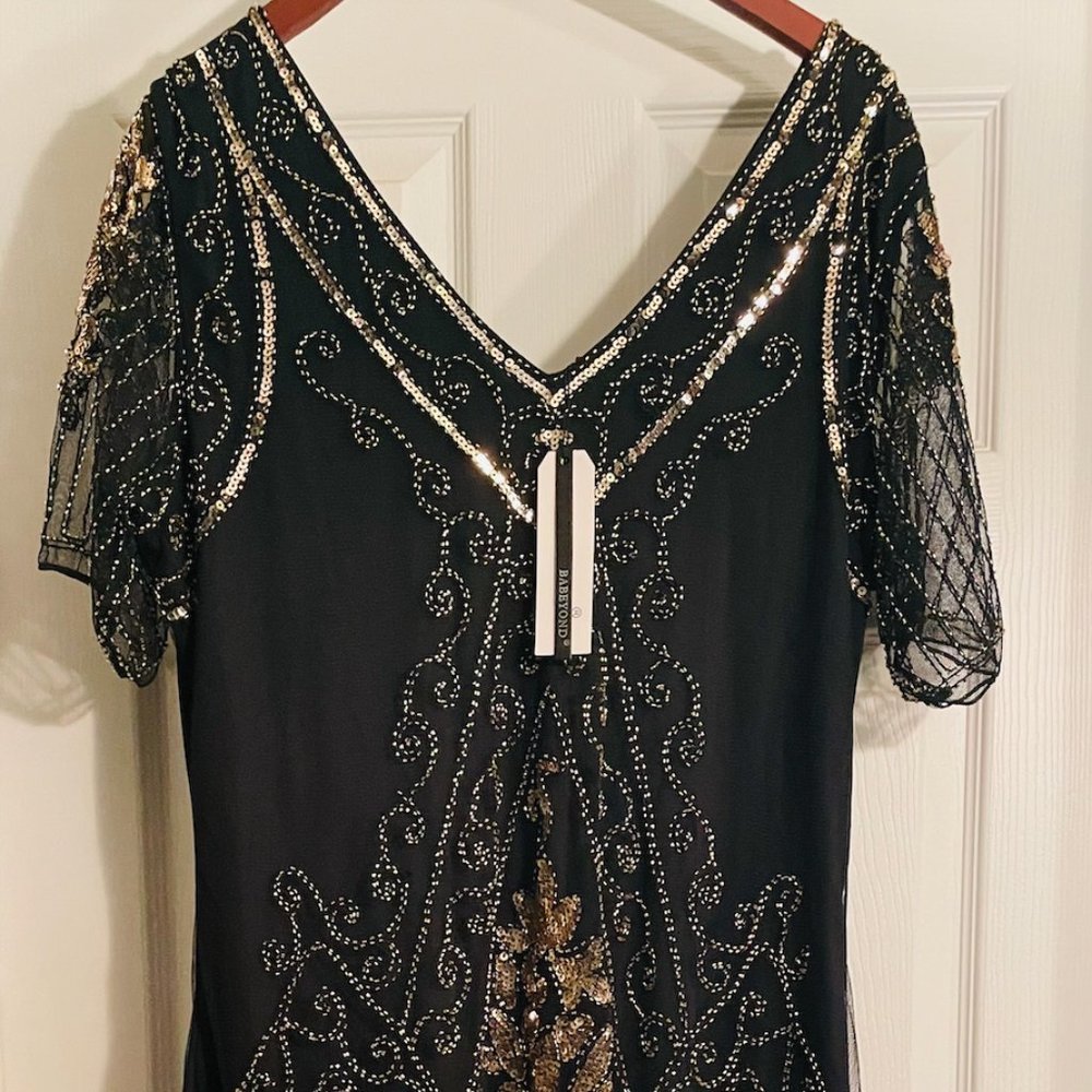 Roaring 20's Beaded Flapper Dress - Plus Size